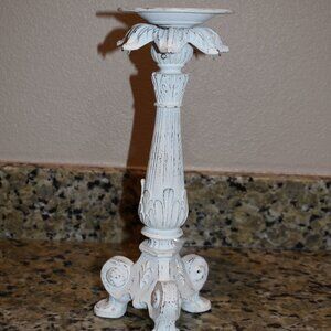 Very Nice Whitewashed Farmhouse Candle Holder